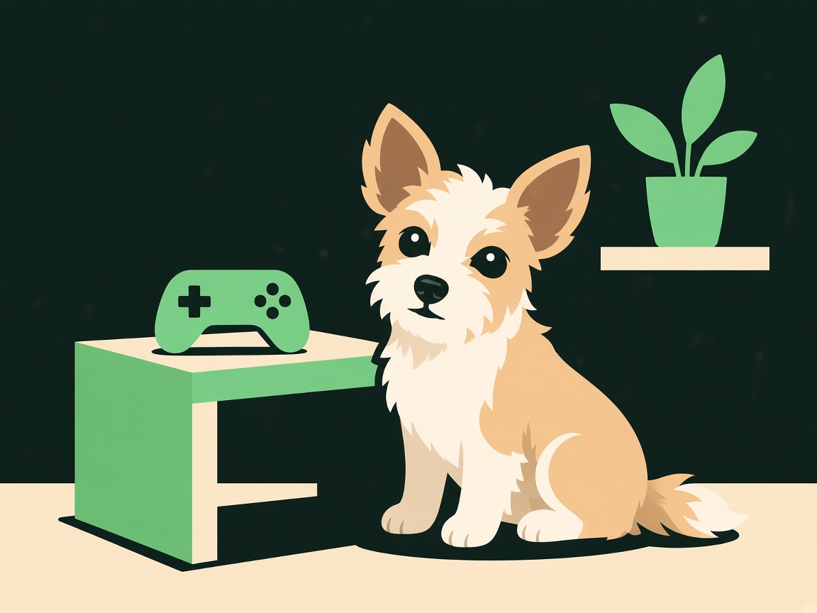 Mikita at a desk with a game controller in the MikitaBytes studio